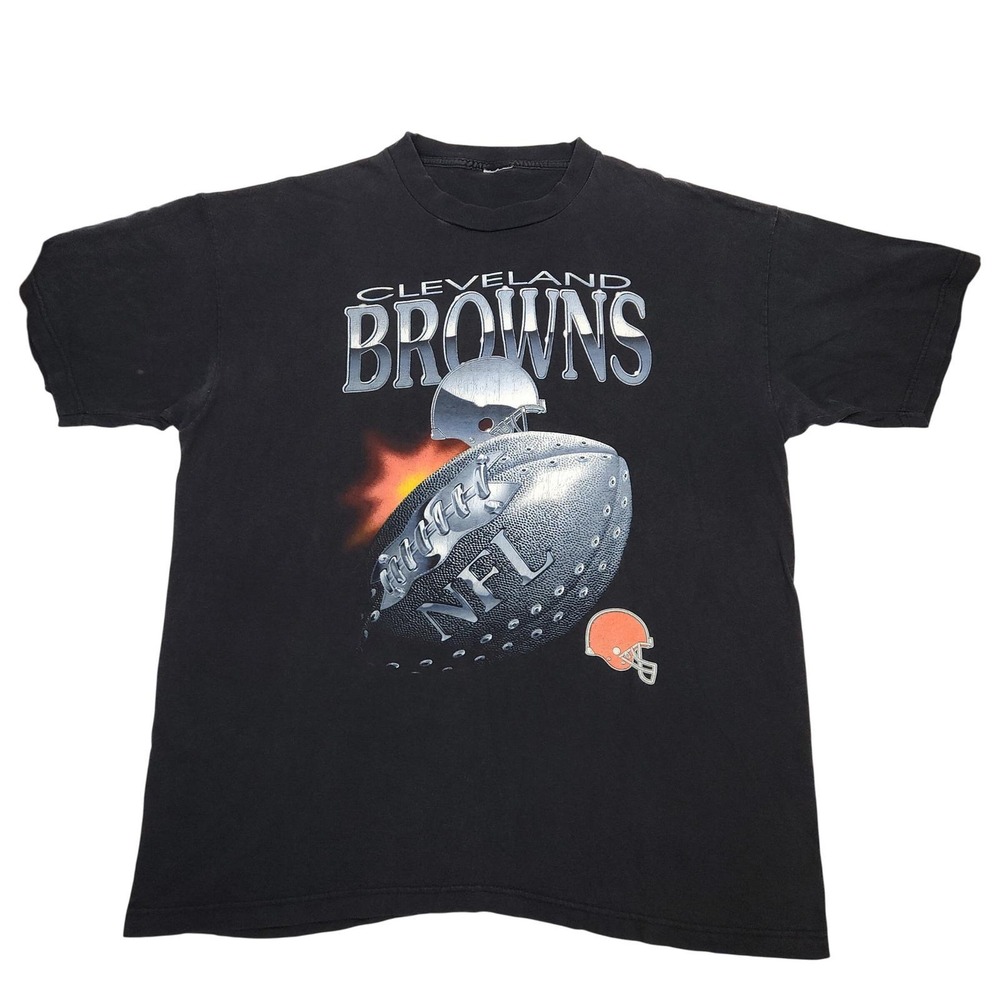 Vintage Cleveland Browns NFL Graphic T Shirt Sz XL Black Short‎ Sleeve 1990s